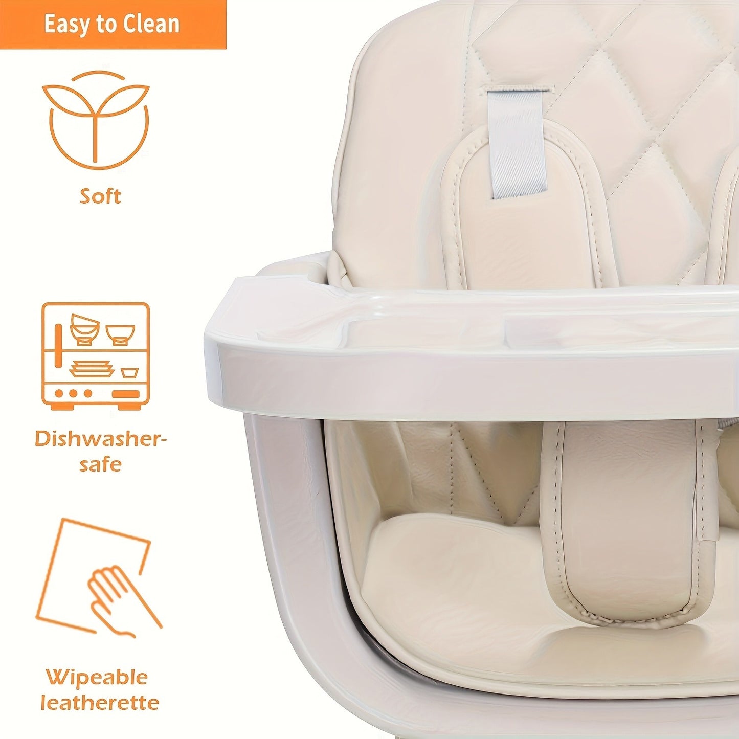 Convertible Baby High Chair, 3in 1 Wooden Highchair/Booster, 5-Point Harness, PU Cushion And Footrest for Baby, Toddlers, Baby High Chair with Adjustable Legs & Dishwasher Safe Tray, Made Of Sleek Hardwood & Premium ette, Father's Day Gift