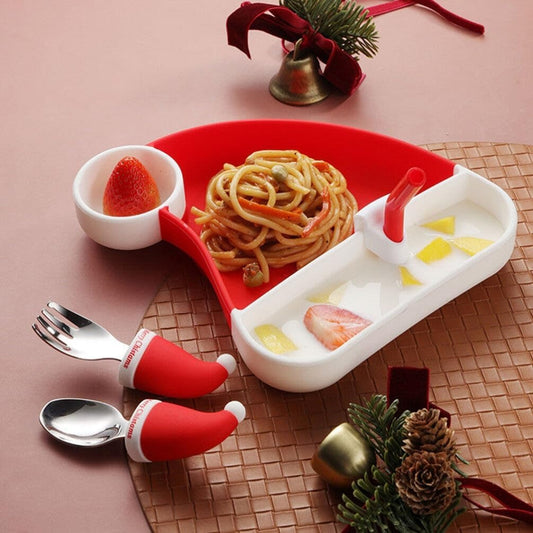 Silicone Feeding Tableware Plate Christmas Gift Dining flatware