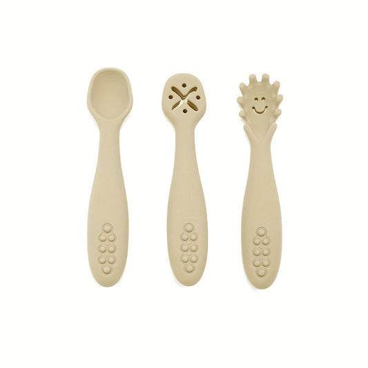 1 Set of 3 Silicone Feeding Spoons for Youngsters, Silicone Spoons for Easy Grasping, Licking Spoon for Youngsters, Silicone Spoon for Rice Porridge