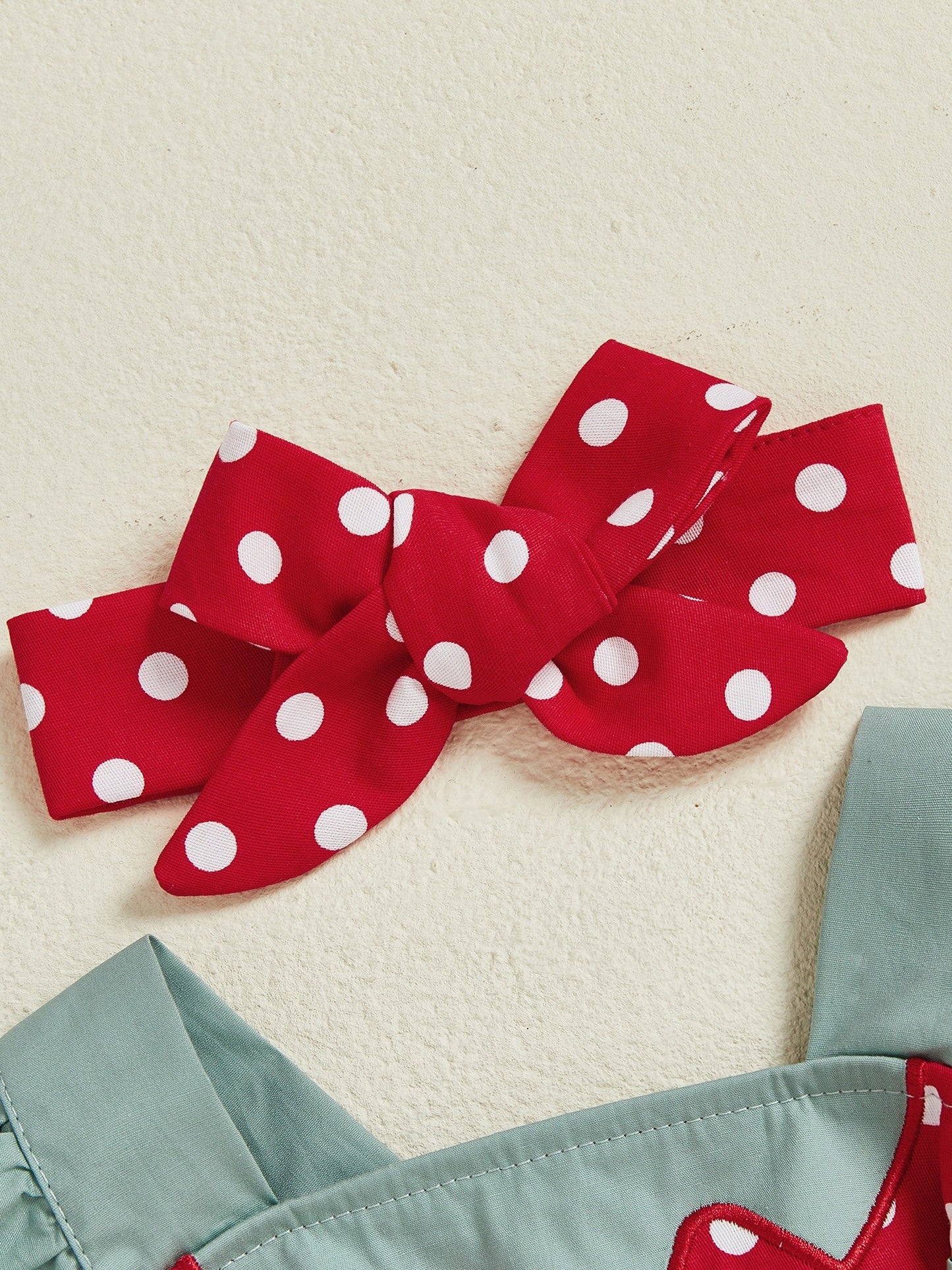 Baby Girl Strawberry Romper - Red & White Polka Dot Bodysuit with Flying Sleeves, Square Neck & Matching Bow Headband | Breathable Summer Outfit, Machine Washable Infant Clothes, Infant Girl Clothes, Perfect for Outdoor