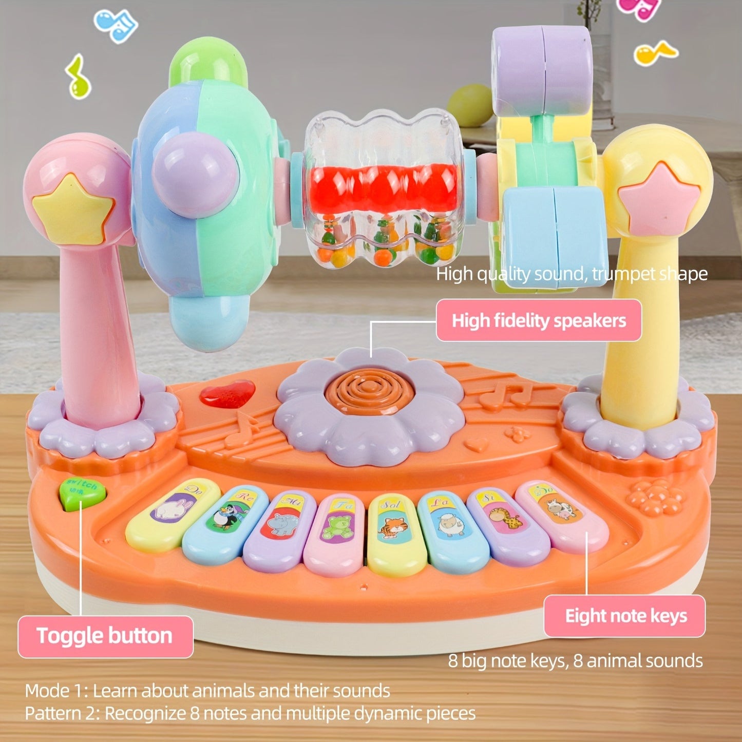 Kids Electronic Keyboard Toy with Puzzle, Multifunctional Music Playset for Boys & Girls, Ideal for Christmas, Halloween, Thanksgiving - Battery Not Included