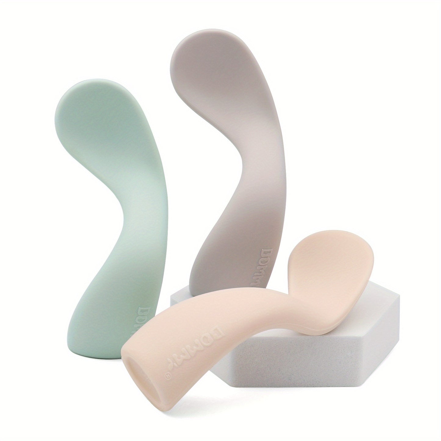 Silicone Baby Spoons for 6-12 Months - 1st Stage Self-Feeding Training & Baby-LED Weaning Utensil, Curved Angled Design, Dishwasher & Microwave Safe, Chalk Blue, Toddler Eating Utensil, Easygrip Spoon, Bpafree Spoon, Feeding Spoon, Firsttime Moms