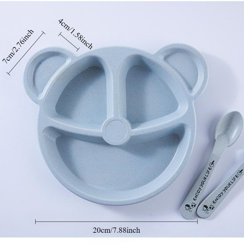 1 Set  Cartoon Bear Design Tableware Set Including Bowl, Spoon, and Fork. Anti-Heat Training Plate for Everyday Dining. Stylish and Practical Eating Utensils for All Ages.