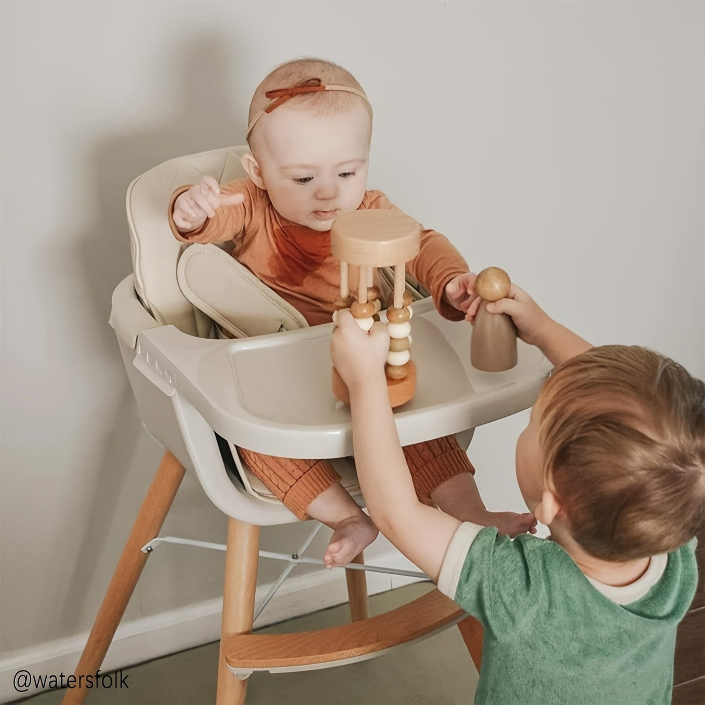 Convertible Baby High Chair, 3in 1 Wooden Highchair/Booster, 5-Point Harness, PU Cushion And Footrest for Baby, Toddlers, Baby High Chair with Adjustable Legs & Dishwasher Safe Tray, Made Of Sleek Hardwood & Premium ette, Father's Day Gift