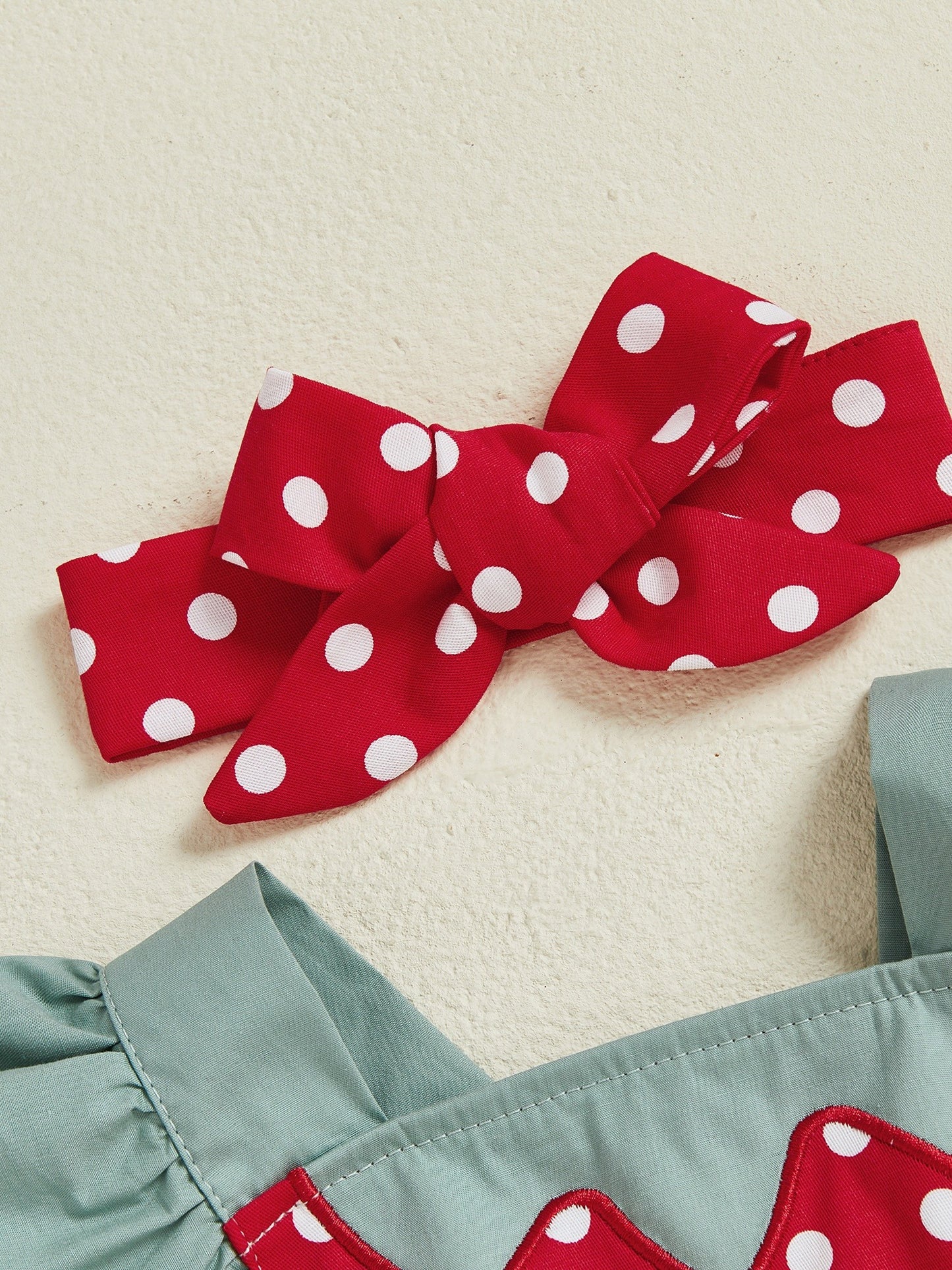 Baby Girl Strawberry Romper - Red & White Polka Dot Bodysuit with Flying Sleeves, Square Neck & Matching Bow Headband | Breathable Summer Outfit, Machine Washable Infant Clothes, Infant Girl Clothes, Perfect for Outdoor