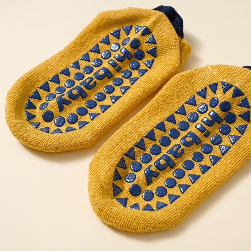 10 Pairs Baby Boy's Anti-Skid Socks with Dot Grip, Breathable Polyester All-Season Toddler Socks, Assorted Pastel Colors for Playtime & Walking, Baby Boy Socks, Toddler Footwear, Playful Design, Soft Material, Nonslip Socks, Active Toddlers