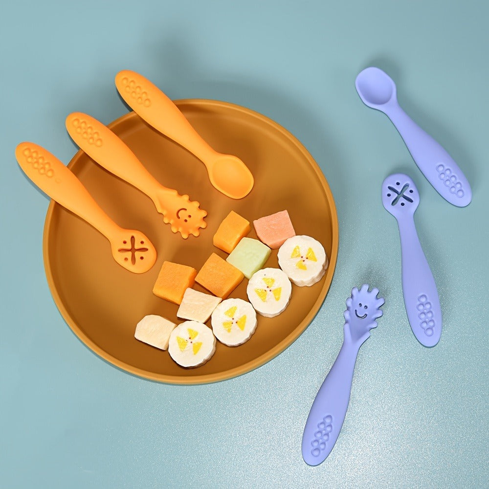 1 Set of 3 Silicone Feeding Spoons for Youngsters, Silicone Spoons for Easy Grasping, Licking Spoon for Youngsters, Silicone Spoon for Rice Porridge