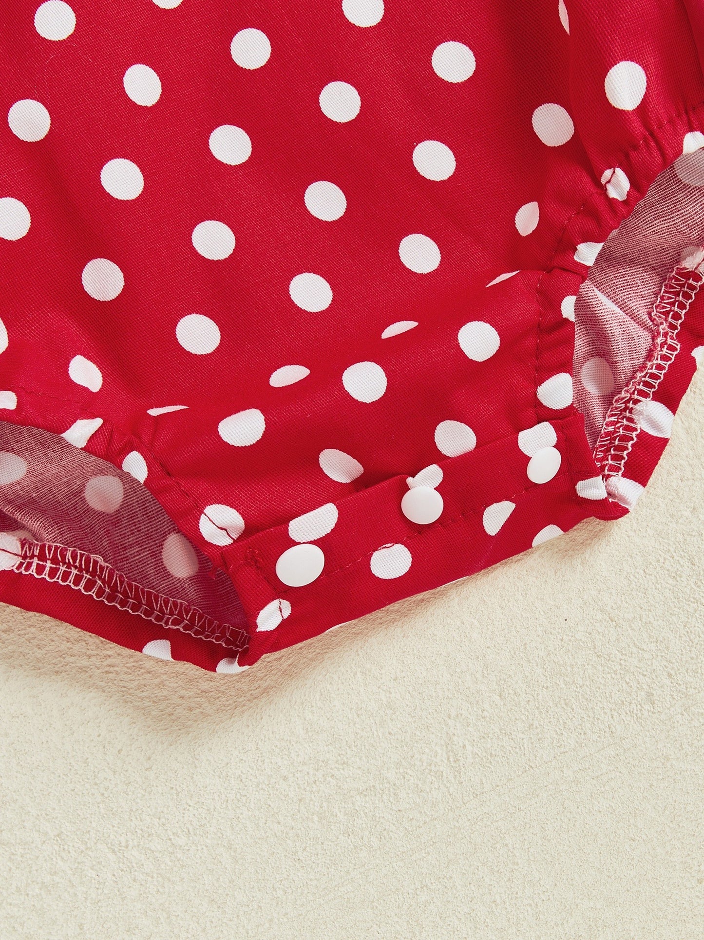 Baby Girl Strawberry Romper - Red & White Polka Dot Bodysuit with Flying Sleeves, Square Neck & Matching Bow Headband | Breathable Summer Outfit, Machine Washable Infant Clothes, Infant Girl Clothes, Perfect for Outdoor